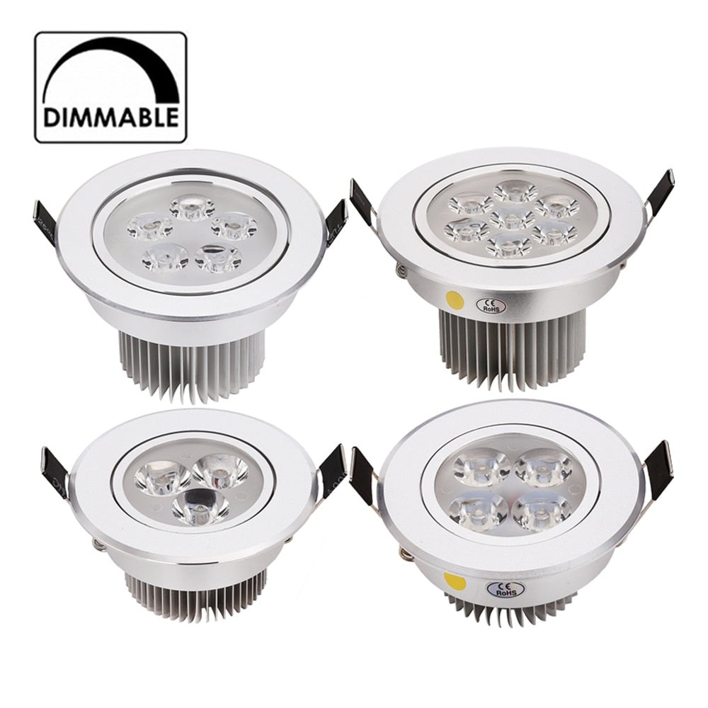 Dimmable LED Downlight 3W 4W 5W 7W Spot LED 110V 220V Recessed Linghting Silver house Pure Nature / Daylight Warm White