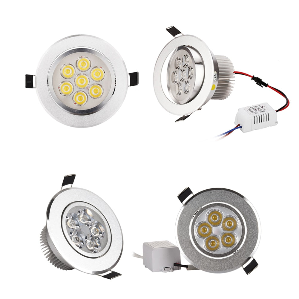 Dimmable LED Downlight 3W 4W 5W 7W Spot LED 110V 220V Recessed Linghting Silver house Pure Nature / Daylight Warm White