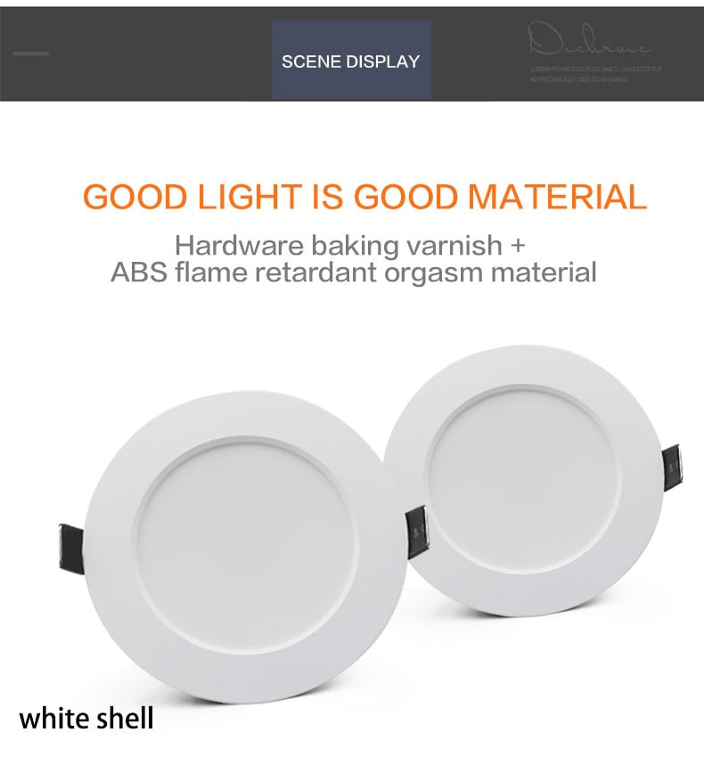 LED Downlight 7W 9W 12W 15W 18W Waterproof AC 220V 240V Round Recessed Lamp Bedroom Kitchen Ceiling Downlight LED Spot Lighting