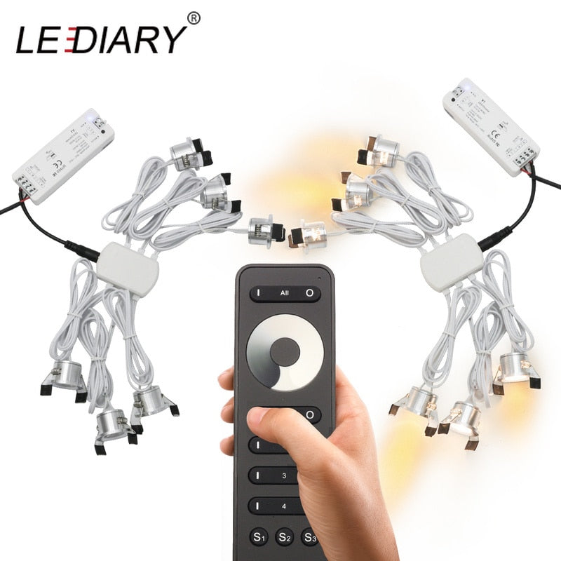 LEDIARY 12V Mini Spot Led Downlight Dimmable 24 Lamps Four Control Memory Remote Can Be Set Driver 6/12 Lamps Single Controller
