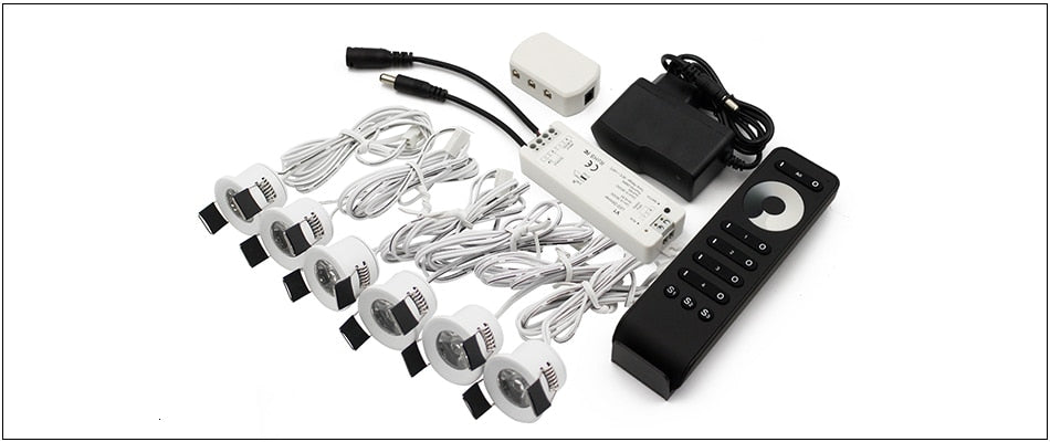 LEDIARY 12V Mini Spot Led Downlight Dimmable 24 Lamps Four Control Memory Remote Can Be Set Driver 6/12 Lamps Single Controller