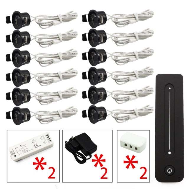LEDIARY 12V Mini Spot Led Downlight Dimmable 24 Lamps Four Control Memory Remote Can Be Set Driver 6/12 Lamps Single Controller