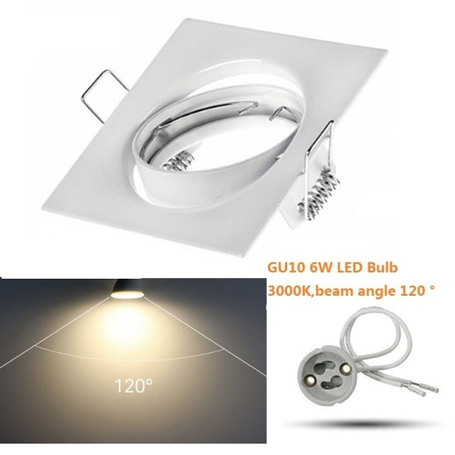 Square White Downlight Recessed Lighting Kit fitting COB 6W LED Bulb GU10 MR16 Ceiling Spot light fixture With MR16/GU5.3 Socket