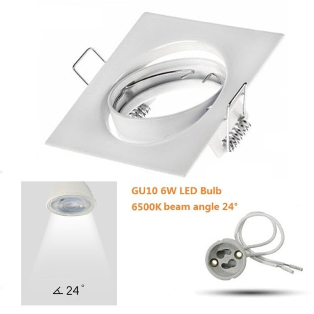 Square White Downlight Recessed Lighting Kit fitting COB 6W LED Bulb GU10 MR16 Ceiling Spot light fixture With MR16/GU5.3 Socket