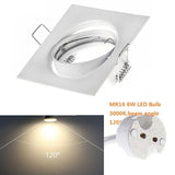 Square White Downlight Recessed Lighting Kit fitting COB 6W LED Bulb GU10 MR16 Ceiling Spot light fixture With MR16/GU5.3 Socket