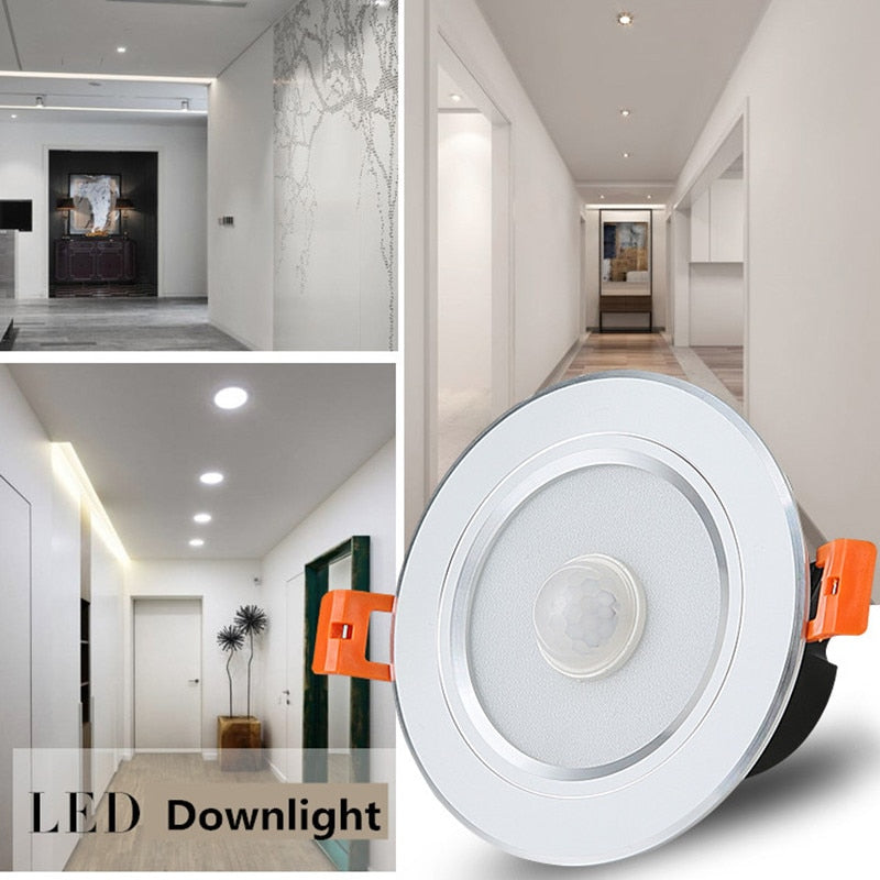 PIR LED Panel Lamps Recessed Downlights Pir Infrared Motion Sensor 5W 7W 9W 230v LED Ceiling Bulb For Smart Home Lighting