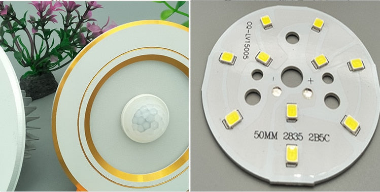 PIR LED Panel Lamps Recessed Downlights Pir Infrared Motion Sensor 5W 7W 9W 230v LED Ceiling Bulb For Smart Home Lighting