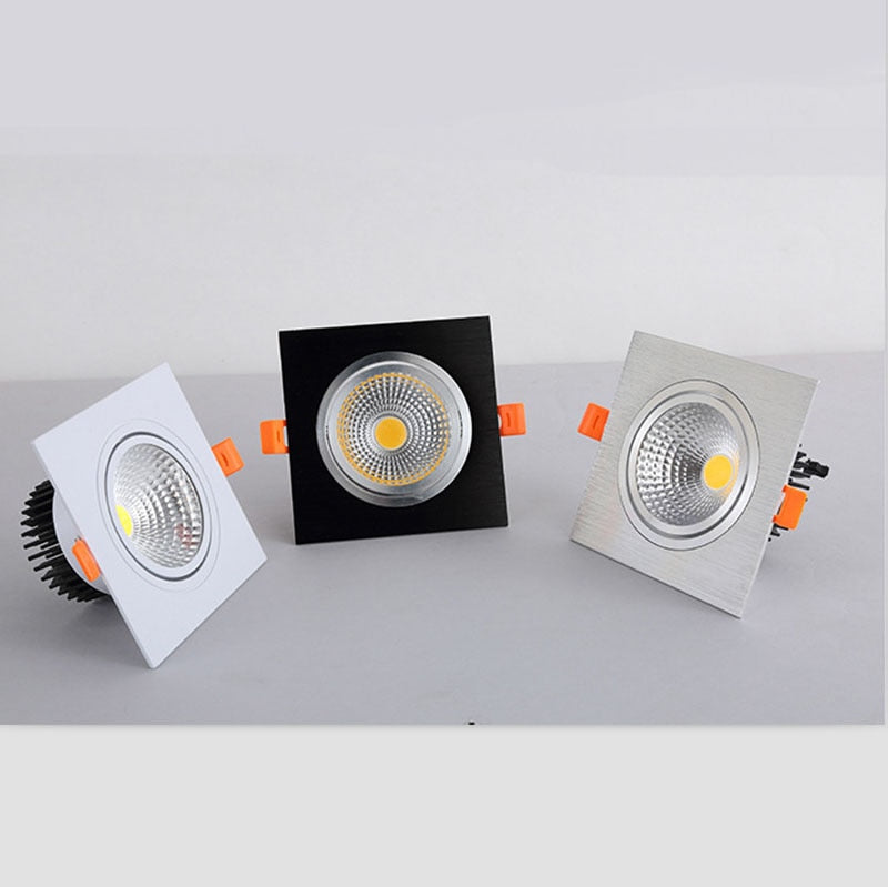 Dimmable LED COB Spotlight Ceiling lamp AC 110V 220V 7W 9W 12W 15W 18W Aluminum Recessed Downlights Square Led Panel Light
