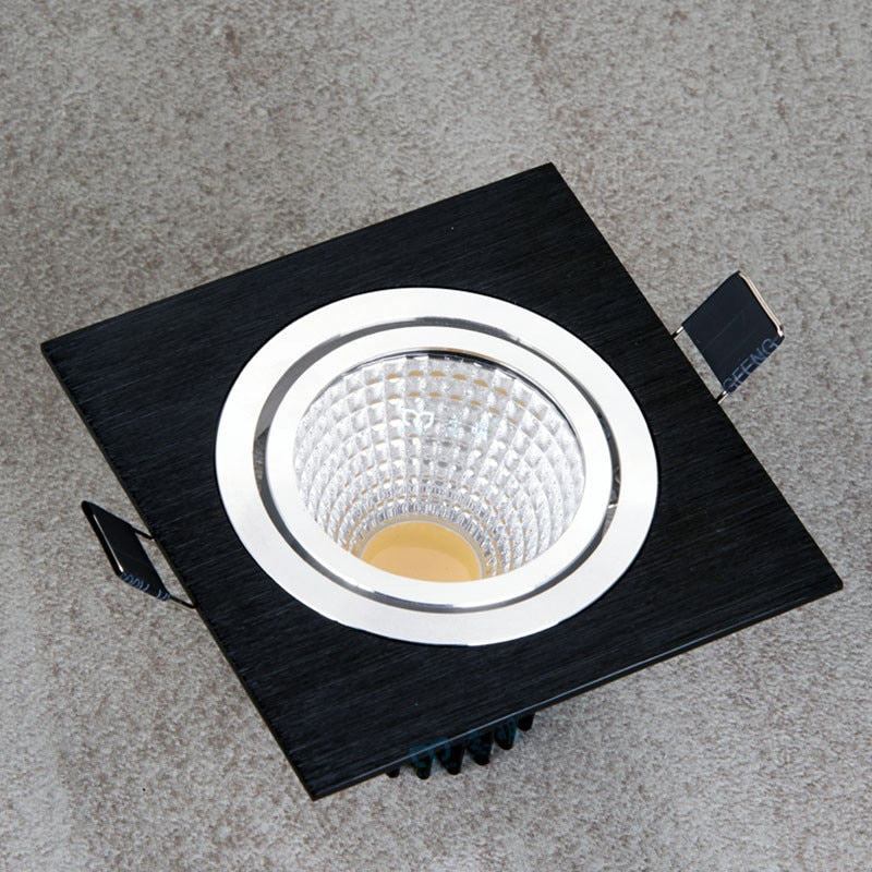 Dimmable LED COB Spotlight Ceiling lamp AC 110V 220V 7W 9W 12W 15W 18W Aluminum Recessed Downlights Square Led Panel Light