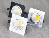 Dimmable LED COB Spotlight Ceiling lamp AC 110V 220V 7W 9W 12W 15W 18W Aluminum Recessed Downlights Square Led Panel Light