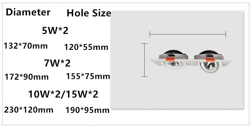 LED Dimmable Square cob recessed Downlight COB 5W 7W 10W 15W 20W 30W LED Spot light decoration Ceiling Lamp ac85-265V LED light