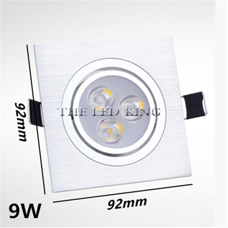 Super Bright Square Dimmable black Silver Aluminum 9W 12W 15W 18W LED Downlight AC 220V 110V Recessed LED Spot Lighting