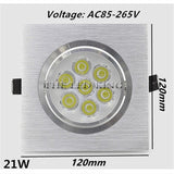 Super Bright Square Dimmable black Silver Aluminum 9W 12W 15W 18W LED Downlight AC 220V 110V Recessed LED Spot Lighting