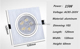 Super Bright Square Dimmable black Silver Aluminum 9W 12W 15W 18W LED Downlight AC 220V 110V Recessed LED Spot Lighting