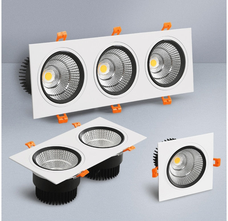 Square Dimmable led downlight lamp 7W 9w 12w 15w cob led spot 220V/110V ceiling recessed downlights square led panel light