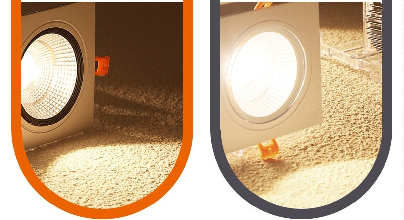 Square Dimmable led downlight lamp 7W 9w 12w 15w cob led spot 220V/110V ceiling recessed downlights square led panel light