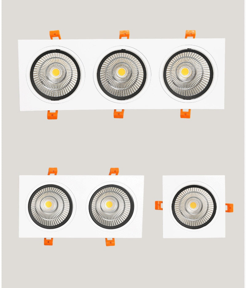 Square Dimmable led downlight lamp 7W 9w 12w 15w cob led spot 220V/110V ceiling recessed downlights square led panel light