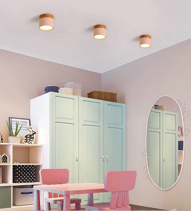 LED Downlight dimmable 5W 7W 9W 12W 15W Nordic wood modern Led surface mounted ceiling light spotlight, interior decoration light