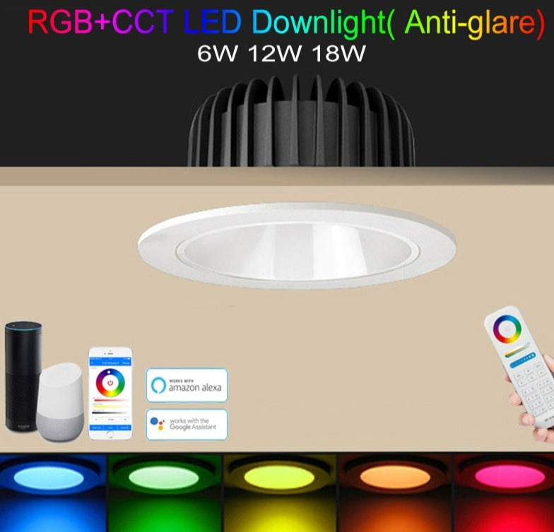 6W 12W 18W RGB+CCT LED Downlight FUT070 FUT071 FUT072 Smart Phone APP Remote Voice Control Anti-glare 16 Millions Colors