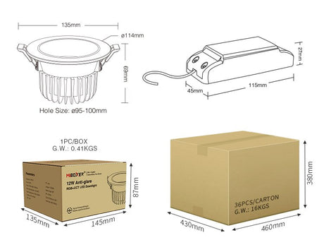 6W 12W 18W RGB+CCT LED Downlight FUT070 FUT071 FUT072 Smart Phone APP Remote Voice Control Anti-glare 16 Millions Colors