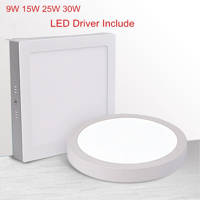 Square LED Panel Light 9W 15W 25W 30W Round Downlight AC85-265V LED Surface Ceiling Lamp For Kitchen Lighting
