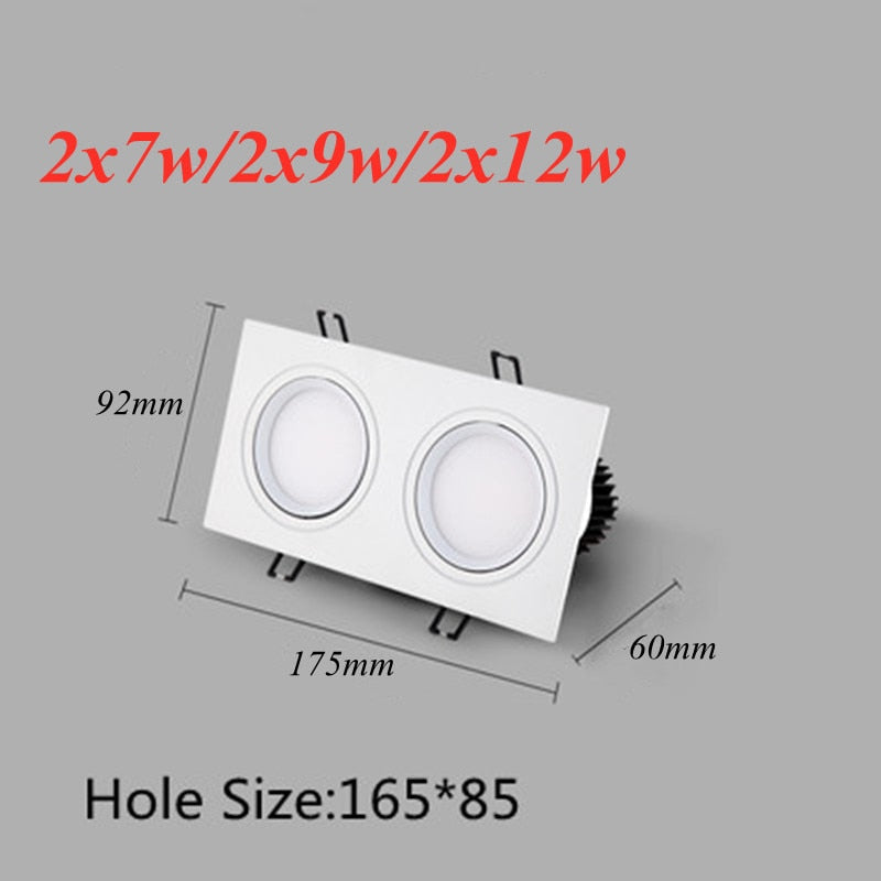 Recessed Double LED Dimmable Downlight COB 7w 9w 12W 24W Spot Decoration Room Ceiling Lamp AC 220V LED Panel Lights Hotel Room