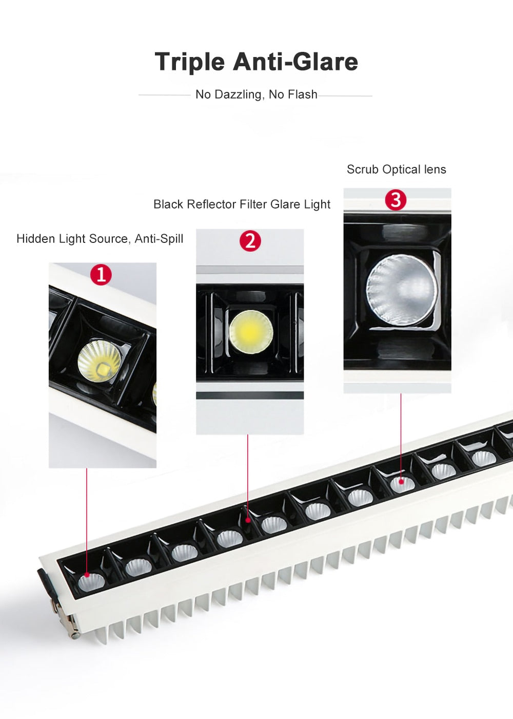 LED Downlight Dimmable Strip Line Light Bar Creative Linear Recessed Embeded Ceiling Lamps Living Room Corridor Indoor Lighting