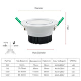 DBF Angle Adjustable Ceiling Recessed Downlight Dimmable 5W 7W 10W 12W Frosted Lens Soft Light LED Spot Lights Home Kitchen
