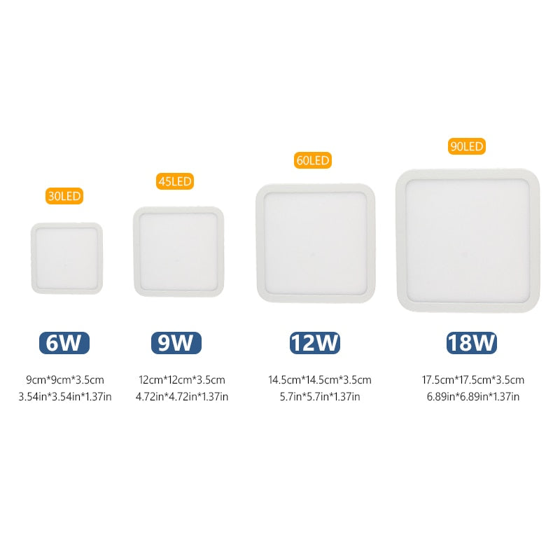 DONWEI 6W 9w 12W 18W Round Square LED Surface Mounted Panel Light Downlight Lighting Led Ceiling Down Lamp AC110V 220V Driver