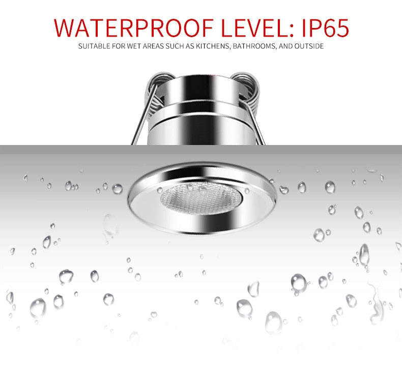Built-in mini LED spotlight IP65 waterproof 12V DC small downlight for indoor kitchen, bedroom, living room, bathroom ceiling