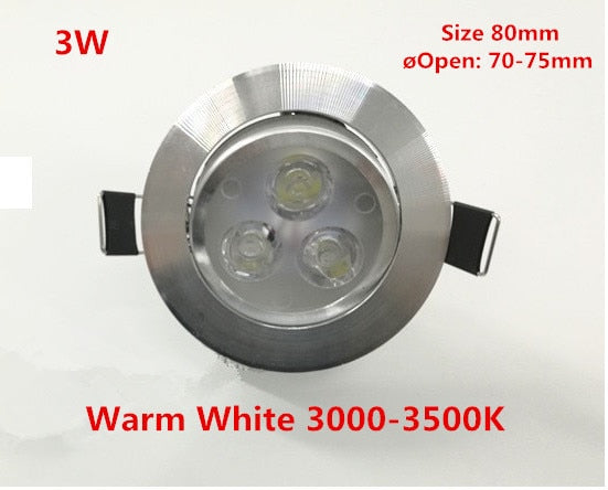 Silver Ultra gorgeous LED Downlight Recessed Cabinet Wall AC220V 220V 3W Recessed LED Spot Light Decoration Ceiling Lamp Home