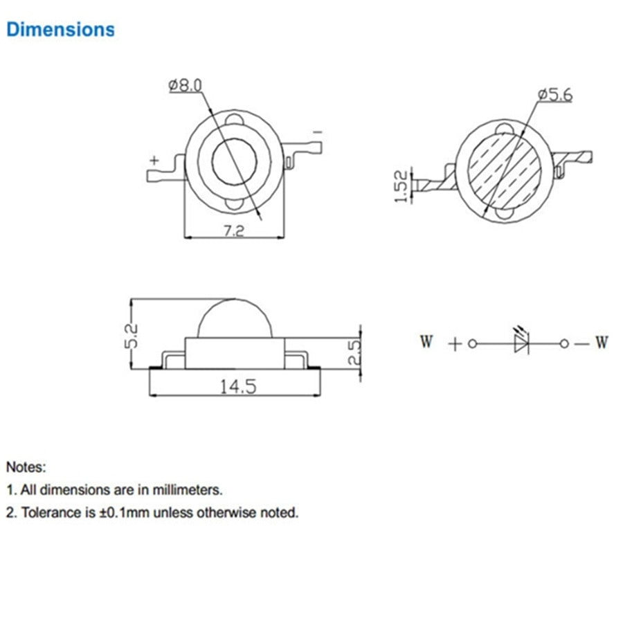 High Power 10pcs 1W/3W/5W LED Diodes Chip 3V LED Chip Module For DIY lamp Bulb Torch Headlamp Spotlight Downlight White
