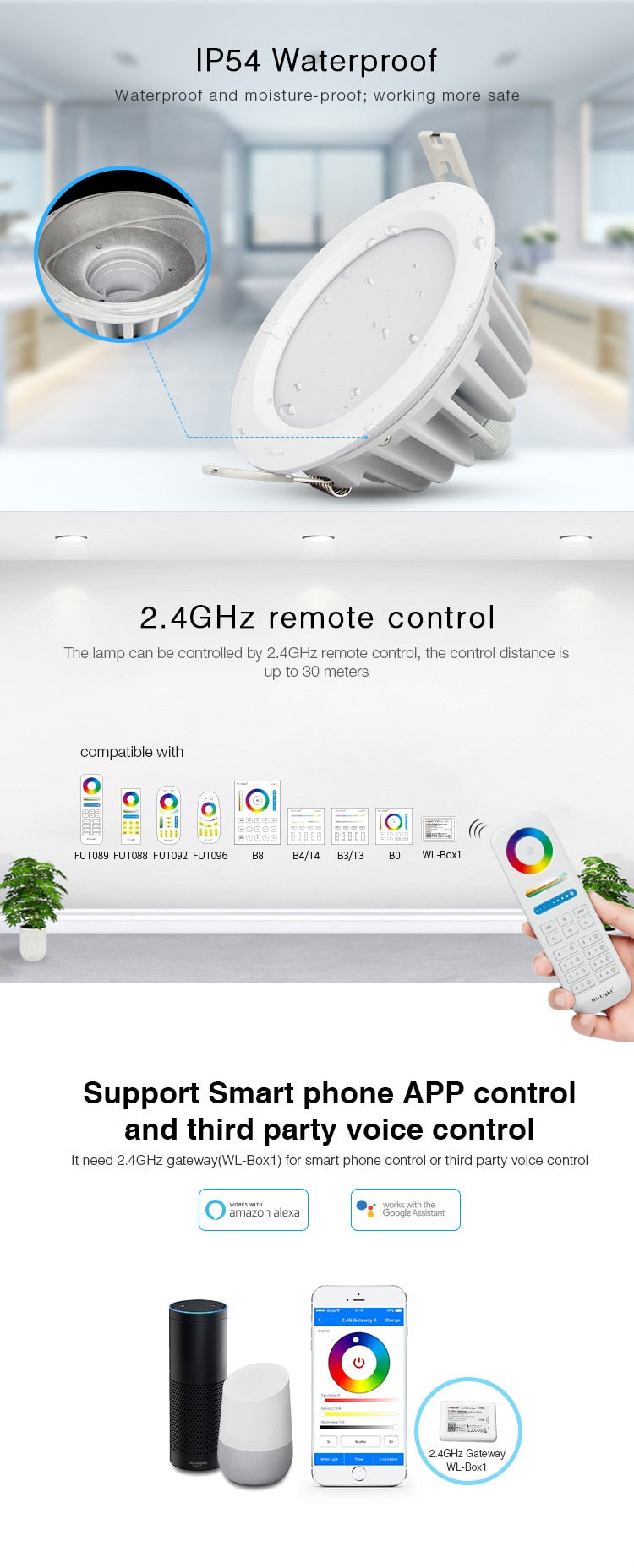 MiBoxer Downlight Spotlight Dimmable LED RGB+CCT 6W/9W/12W/15W/18W/25W