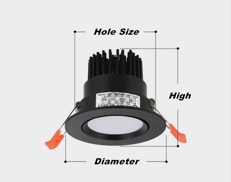 Anti Glare Dimmable Recessed LED Downlights 5W 7W 9W 12W COB LED Ceiling Spot Lights AC85-265V LED Ceiling Lamps Indoor Lighting