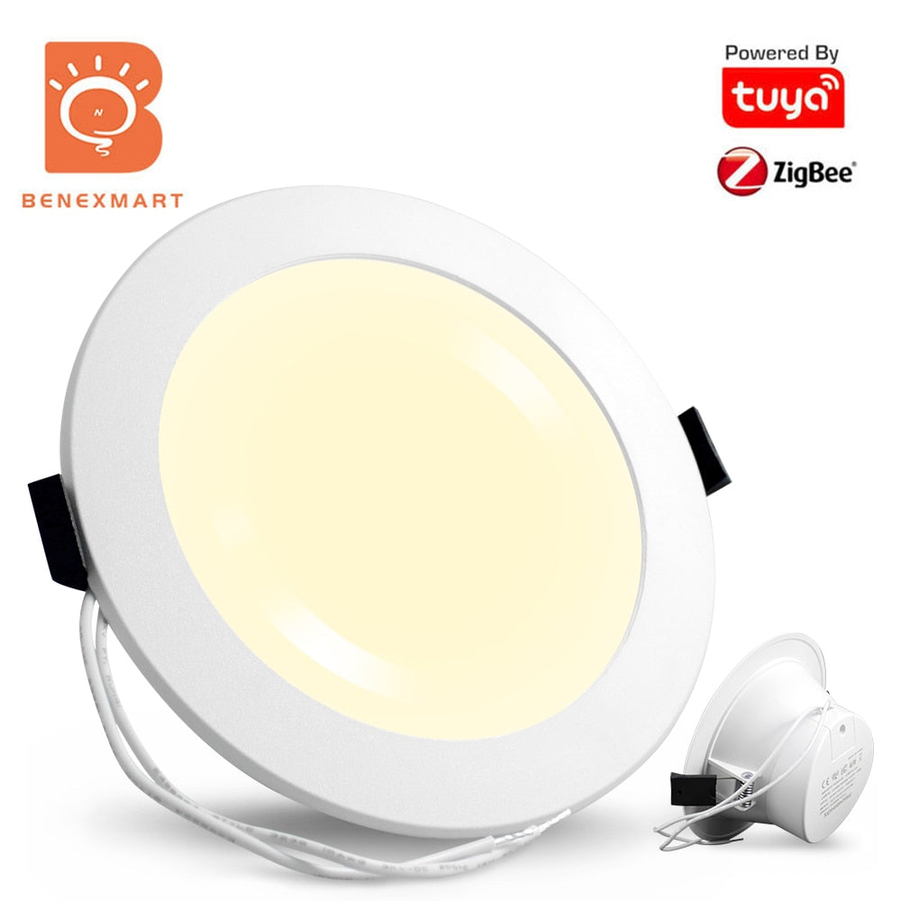 Benexmart Zigbee LED Downlight Warm White Cool White Tuya Smart Recessed Round Ceiling Light Smartthings Indoor Lighting