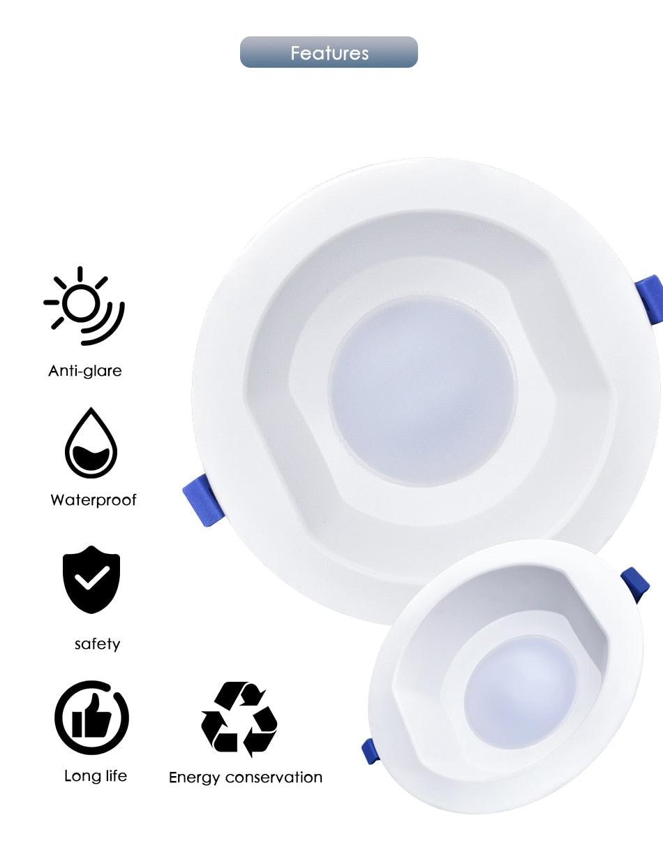 LED Downlight 6W 13W 20W Indoor Spot Light Round IP65 Waterproof Recessed Lamp Bathroom Kitchen Aquarium Outdoor 220V 240V