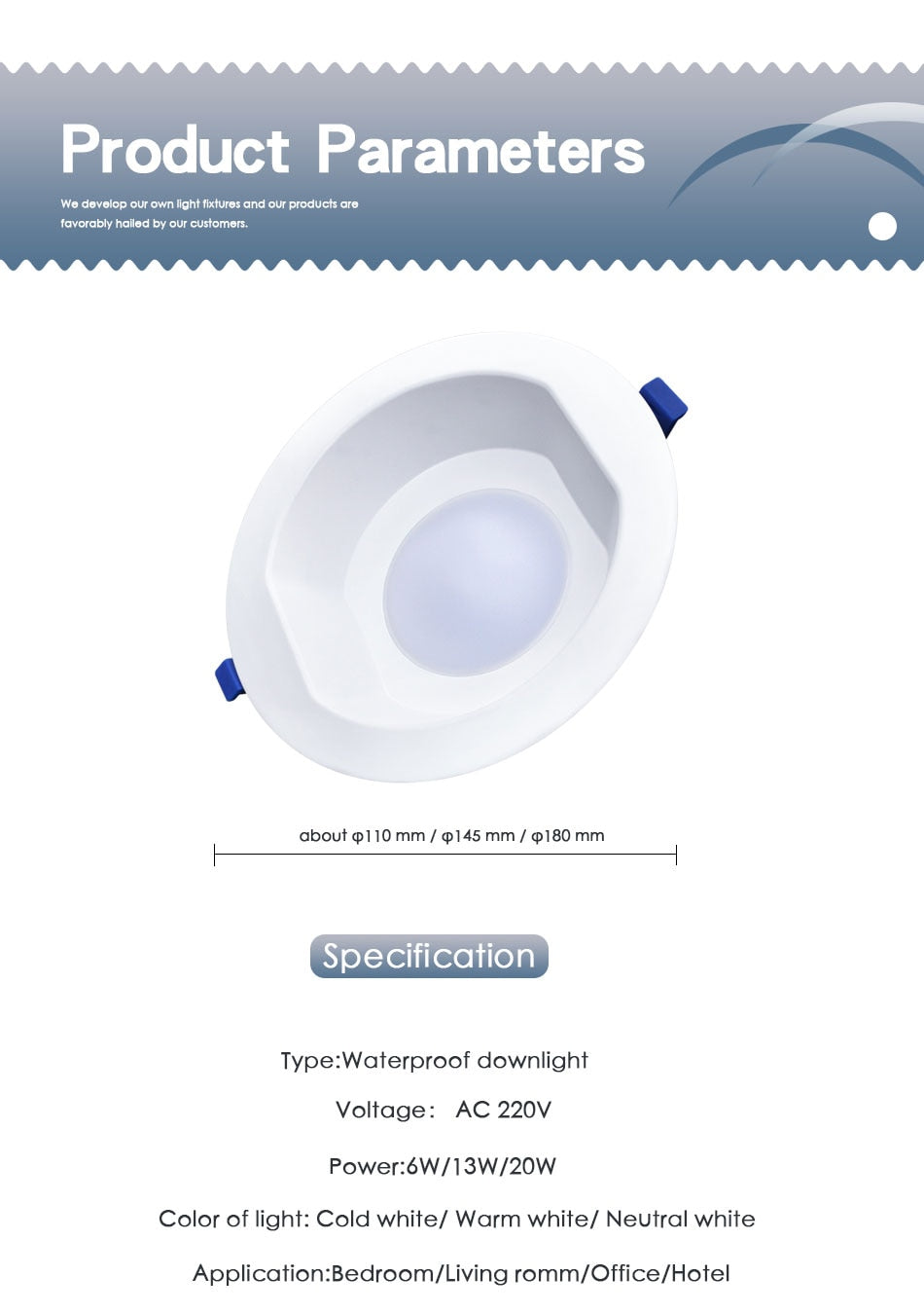 LED Downlight 6W 13W 20W Indoor Spot Light Round IP65 Waterproof Recessed Lamp Bathroom Kitchen Aquarium Outdoor 220V 240V