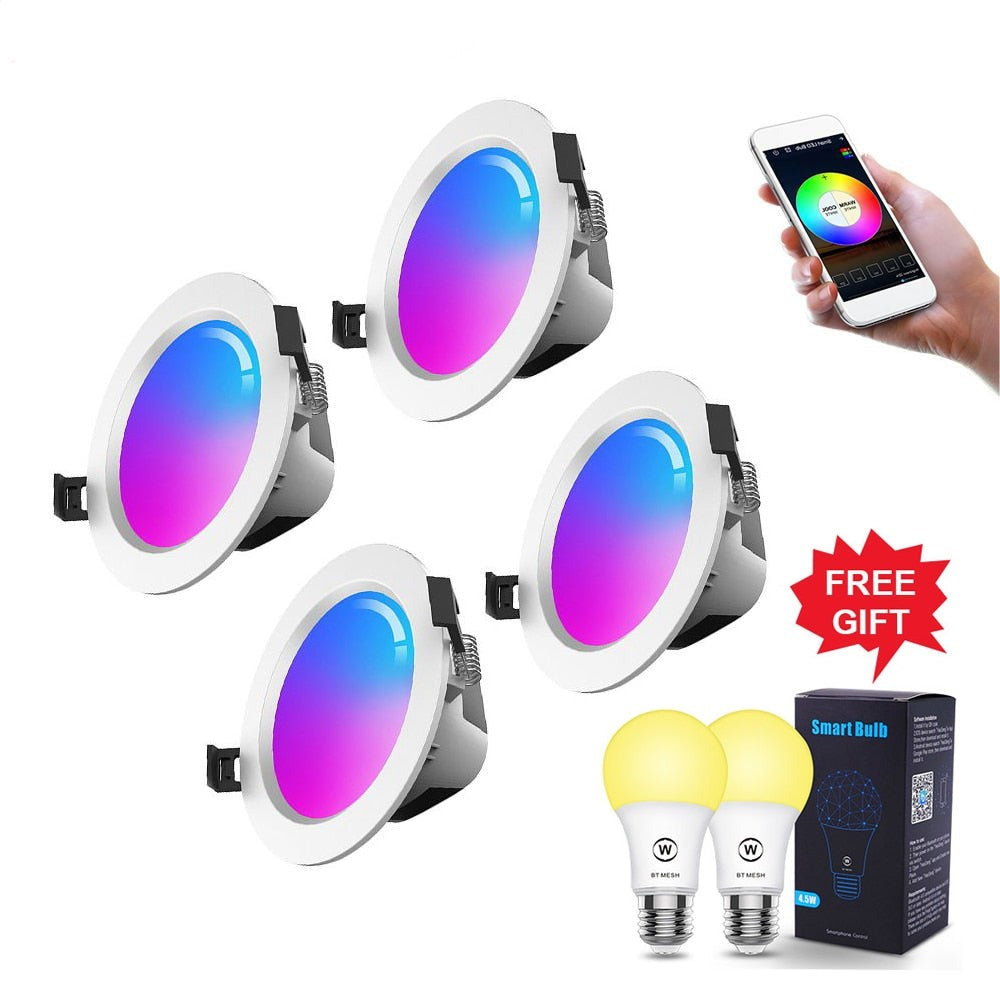 5W/9W RGB LED Spot Light Smart Downlight Bluetooth Mesh Celling Lamp Color Changing l Warm Cool Light With Alexa Google Home