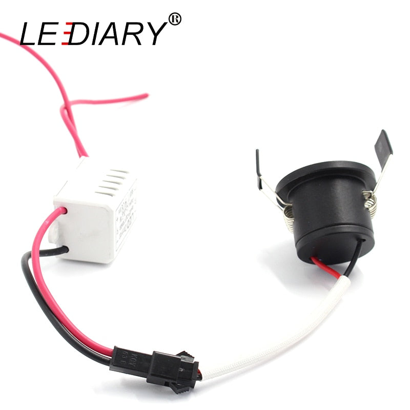 LEDIARY Black Mini Spot LED Downlights 27mm 90-260V 1.5W Ceiling Recessed Under Cabinet Jewelry Display Lamp Lighting Fixtures