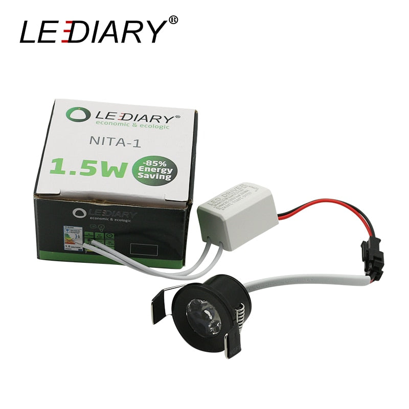 LEDIARY Black Mini Spot LED Downlights 27mm 90-260V 1.5W Ceiling Recessed Under Cabinet Jewelry Display Lamp Lighting Fixtures
