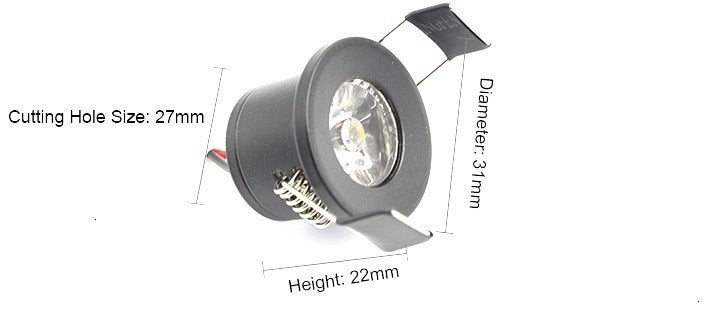 LEDIARY Black Mini Spot LED Downlights 27mm 90-260V 1.5W Ceiling Recessed Under Cabinet Jewelry Display Lamp Lighting Fixtures