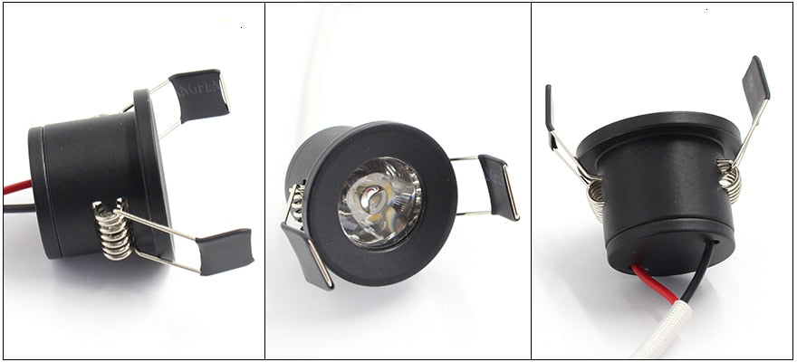 LEDIARY Black Mini Spot LED Downlights 27mm 90-260V 1.5W Ceiling Recessed Under Cabinet Jewelry Display Lamp Lighting Fixtures