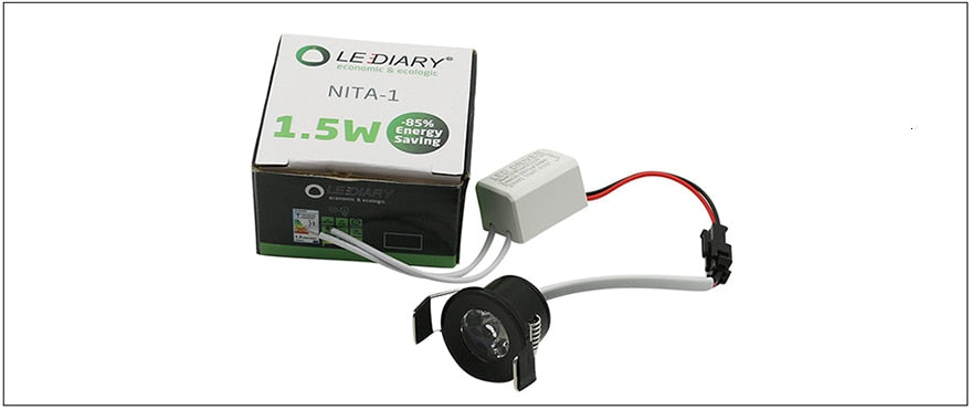 LEDIARY Black Mini Spot LED Downlights 27mm 90-260V 1.5W Ceiling Recessed Under Cabinet Jewelry Display Lamp Lighting Fixtures