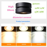 Dimmable Rotating LED Downlight 10W 12W 15W 18W COB Surface Mounted Ceiling Spot Light AC110-220V LED Ceiling Lamp Indoor Lighting