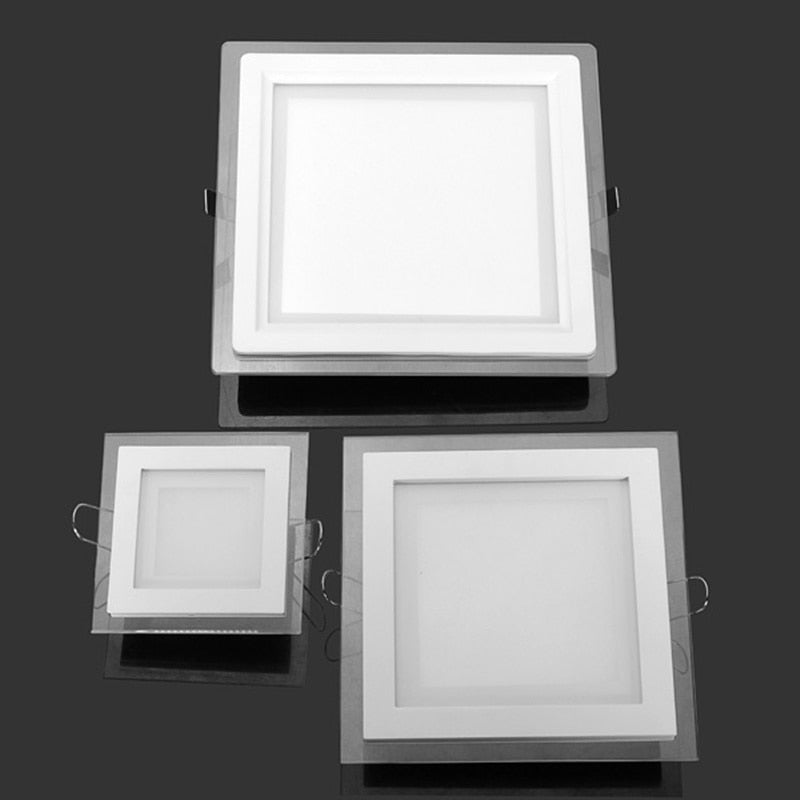LED Panel Downlight 6W 9W 12W 18W Square/Round Glass Panel Lights Ceiling Recessed Lamps LED Spot Light AC85-265V With adapter