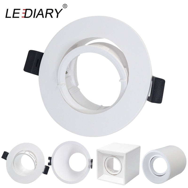 LEDIARY New MR16 GU10 Downlight Frame White Frosted Plastic Recessed Ceiling Downlight Fitting 75mm Cut Hole Anti-glare Design