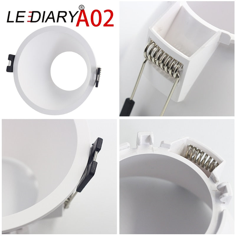 LEDIARY New MR16 GU10 Downlight Frame White Frosted Plastic Recessed Ceiling Downlight Fitting 75mm Cut Hole Anti-glare Design