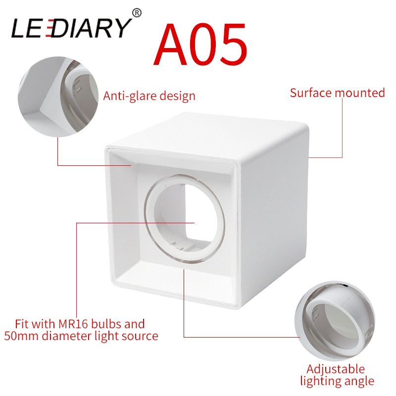 LEDIARY New MR16 GU10 Downlight Frame White Frosted Plastic Recessed Ceiling Downlight Fitting 75mm Cut Hole Anti-glare Design