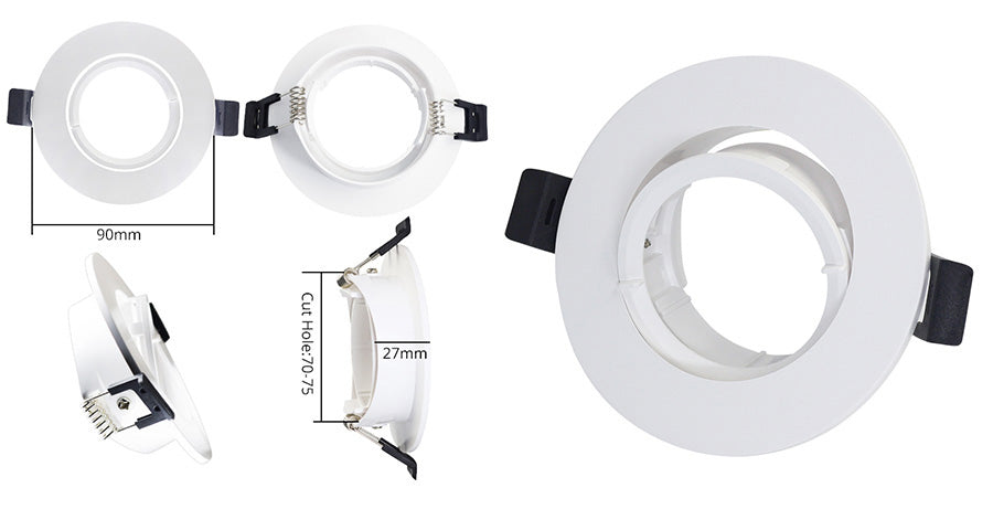 LEDIARY New MR16 GU10 Downlight Frame White Frosted Plastic Recessed Ceiling Downlight Fitting 75mm Cut Hole Anti-glare Design