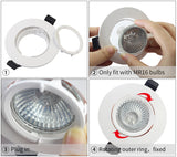LEDIARY New MR16 GU10 Downlight Frame White Frosted Plastic Recessed Ceiling Downlight Fitting 75mm Cut Hole Anti-glare Design